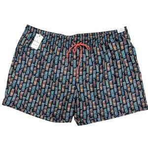 Caribbean Swim Trunks Shorts 4XB Tropical Navy Blue Mesh Lining 3 Pockets Coin